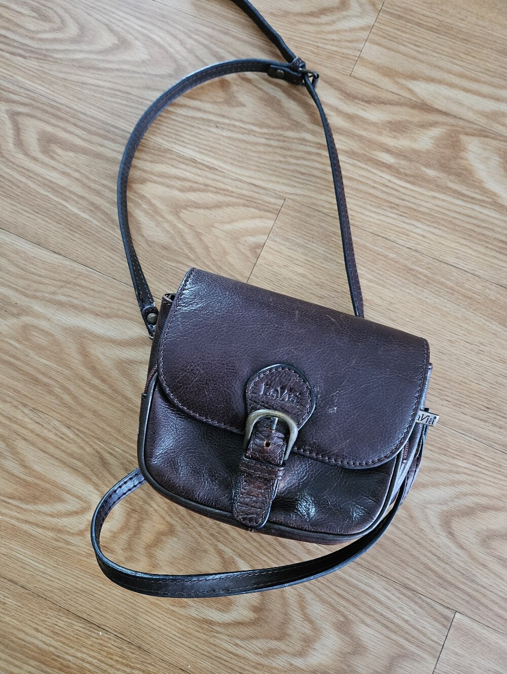 Dark Brown Genuine Leather Crossbody Satchel